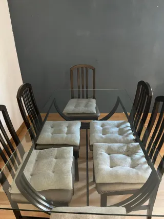 Mueble de salón modular madera+ mesa cristal