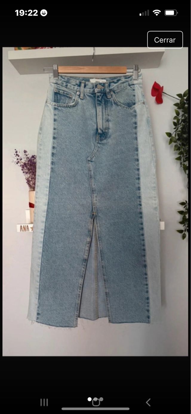 Falda larga vaquera Mango Talla 38