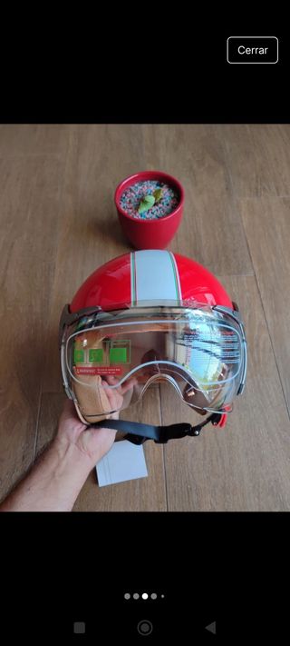 Casco Moto Retro Jet Talla M Rojo Unisex