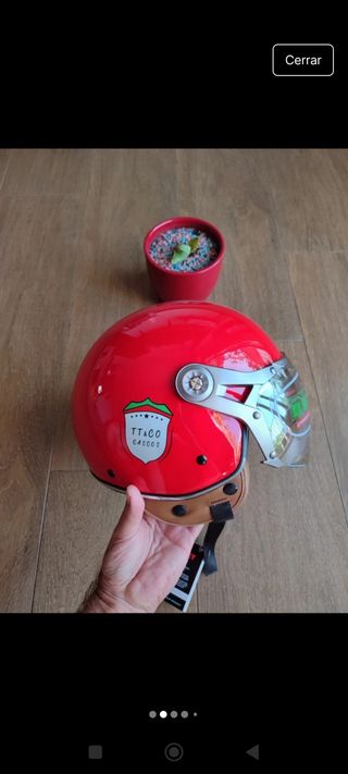 Casco Moto Retro Jet Talla M Rojo Unisex