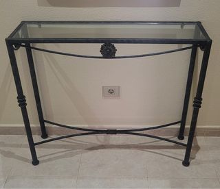 Mesa recibidor cristal y metal