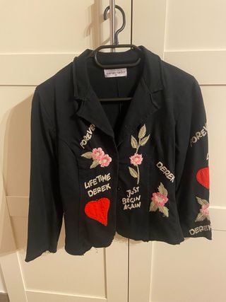 Giacca nera Derek Heart con ricami