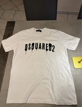 Maglietta Dsquared2 Bianca con Logo Nero