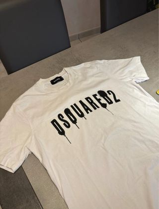 Maglietta Dsquared2 Bianca con Logo Nero