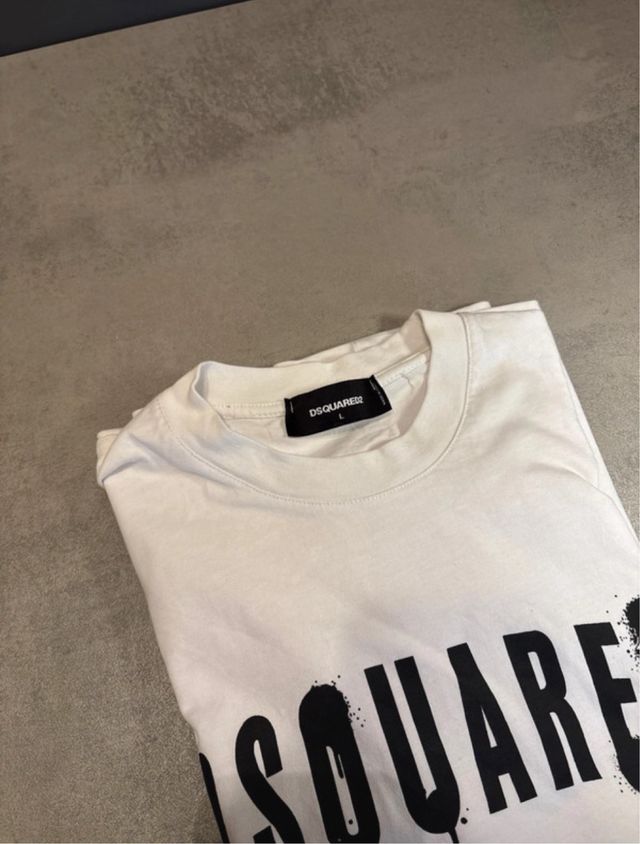 Maglietta Dsquared2 Bianca con Logo Nero