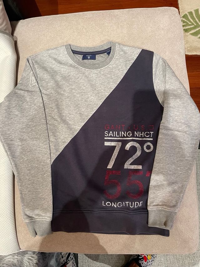 Sudadera Gant niño gris y azul
