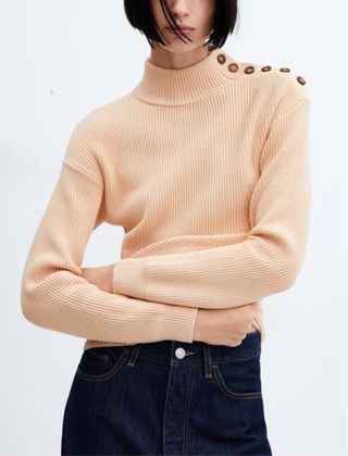Jersey Mango cuello alto botones hombro S