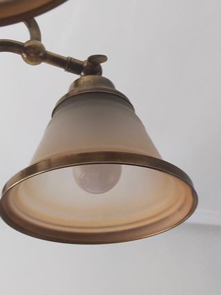 Lámpara de techo 5 focos madera y latón