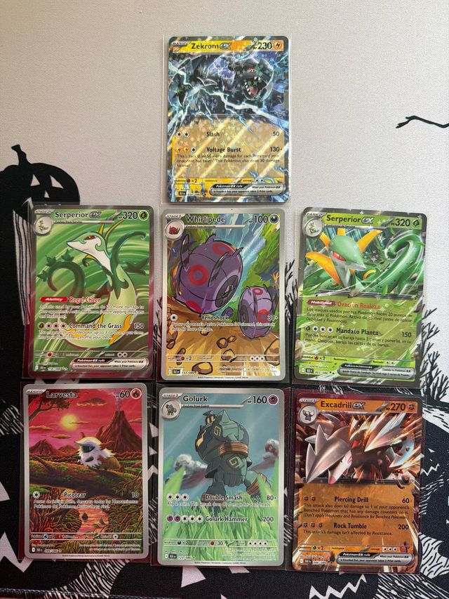 Carte Pokémon Zekrom, Sersuperior, Golurk