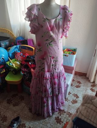 Vestido Flamenca Rosa Flores