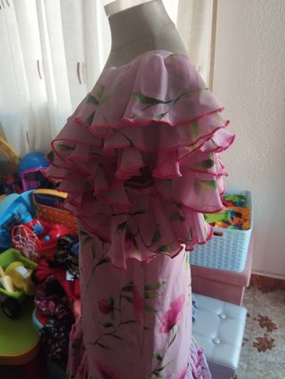 Vestido Flamenca Rosa Flores