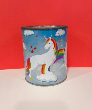 Hucha de unicornios con arcoíris