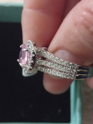 Anillo Rosa y Plateado con Circonitas