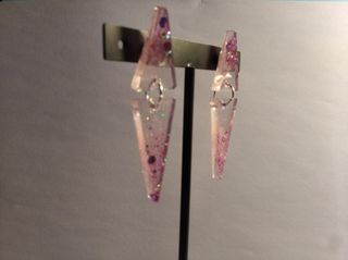 Pendientes Rosa con Purpurina