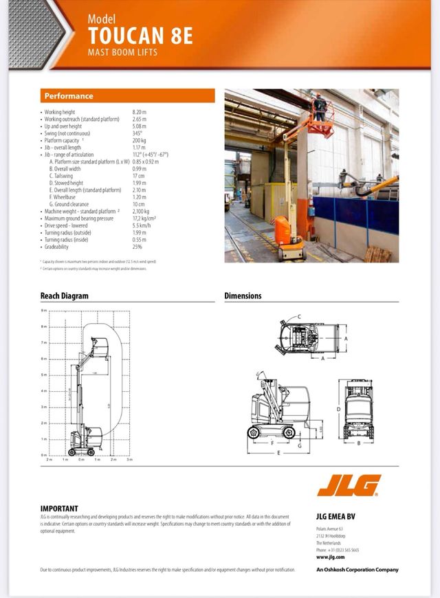Plataforma Elevadora JLG Toucan 8E