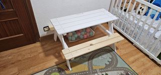 Mesa y banco estilo merendero para niños
