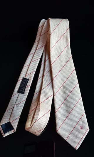 Corbata Dunhill London Seda Beige Rayas Rojas