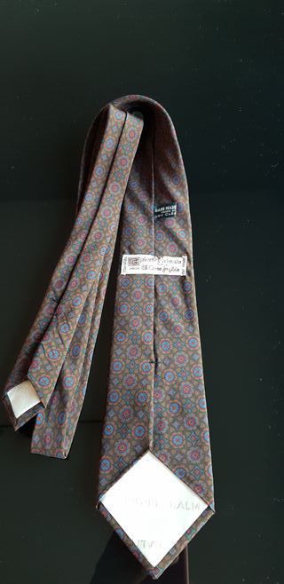 Corbata Dunhill London Seda Beige Rayas Rojas