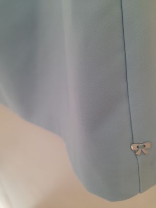 Abito Imperial azzurro monospalla con volant