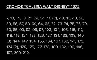 Cromos Galeria Walt Disney 1972