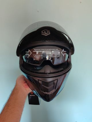 Casco Moto Integral Talla L Negro Carbono