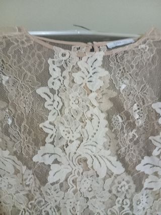 Blusa Zara Encaje Beige