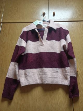 Jersey de rayas rosa y morado