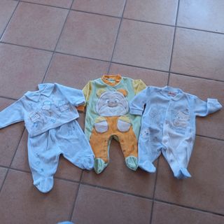 Set 3 pagliaccetti neonato ciniglia 1 mese