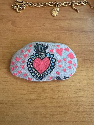 Pietra Sacro Cuore Decorata a Mano