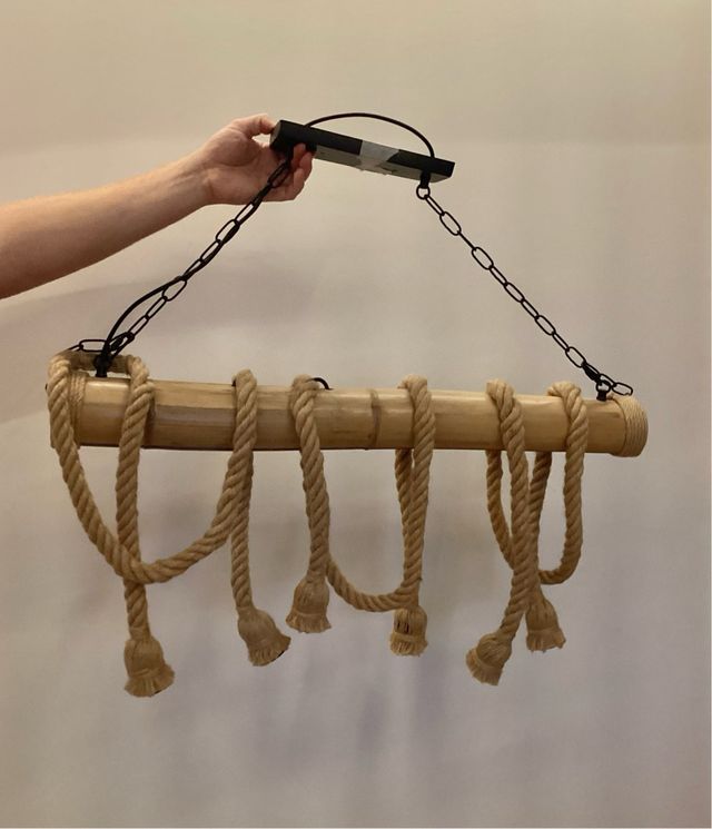 Lámpara Colgante Bambú y Cuerda