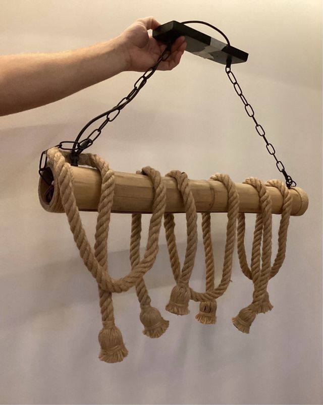 Lámpara Colgante Bambú y Cuerda