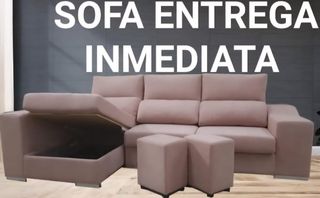 Sofá chaise longue beige/rosa