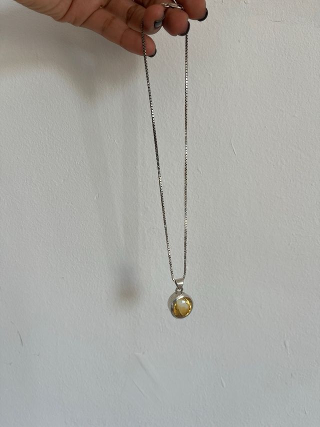 Collar Plata 925 con Piedra Amarilla