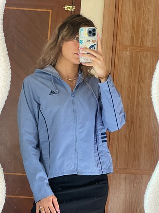 Chaqueta Adidas Vintage Azul Talla M con Capucha