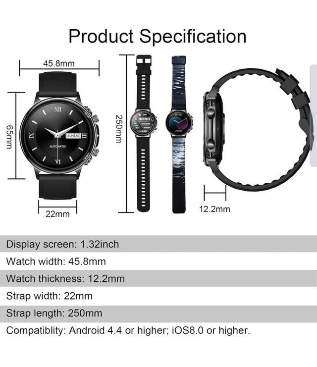 Smartwatch para recibir y hacer llamadas - Negro.