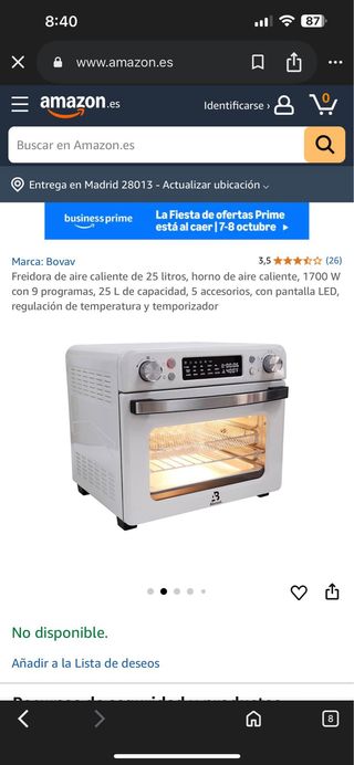 Freidora de aire caliente de 25L horno aire 1700w