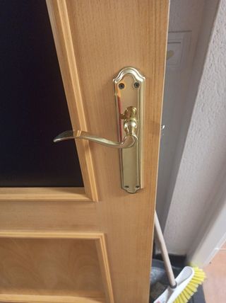 Puerta de madera con cristal (vinilo negro)