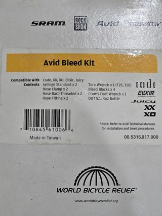 Kit Purga Frenos Avid SRAM - Nuevo