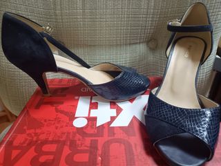 Sandalias Fosco Talla 38 Azul Marino Elegante piel