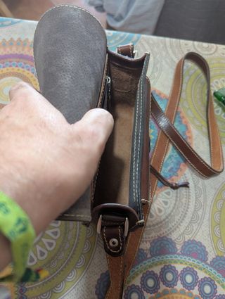 Bolso de piel auténtica marrón