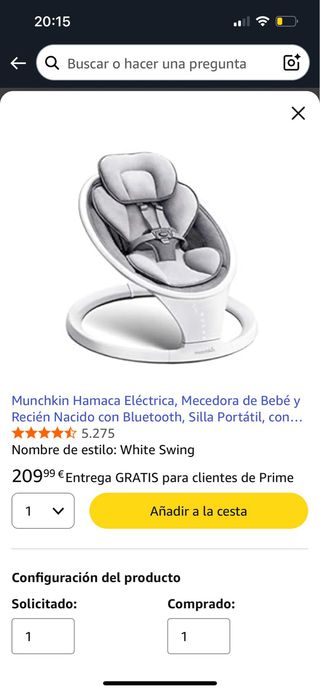 Mecedora Eléctrica Bebé Munchkin Bluetooth