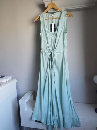 Vestido largo verde Cortefiel Sin estrenar