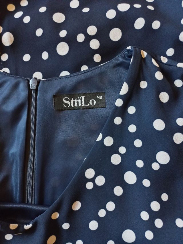 Vestido azul lunares talla 48 StilLo