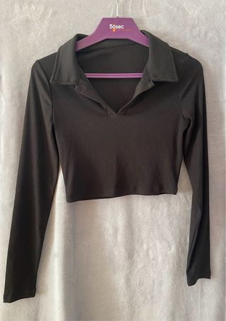 Camiseta manga larga cuello polo