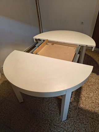 Mesa redonda extensible blanca Ikea Bjursta