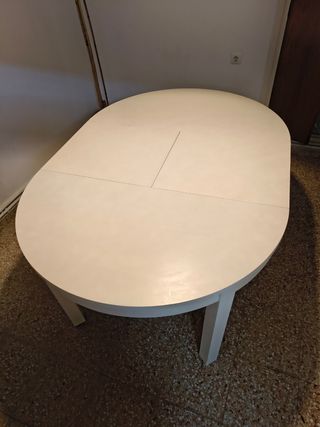 Mesa redonda extensible blanca Ikea Bjursta
