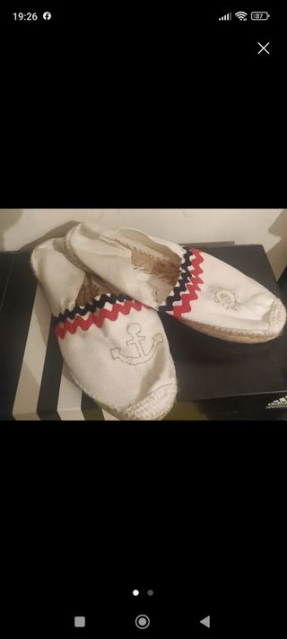 Sandalias de cuña para mujer y esparto verde y bla