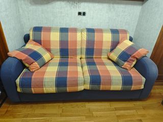 Sofá Cama Azul y Multicolor