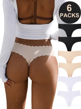Pack 6 Tangas Bragas Panti Sin Costura Mujer