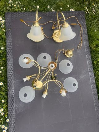 Lampadario a sospensione oro e vetro